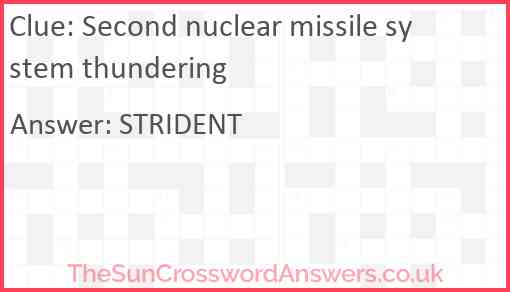 Second nuclear missile system thundering Answer