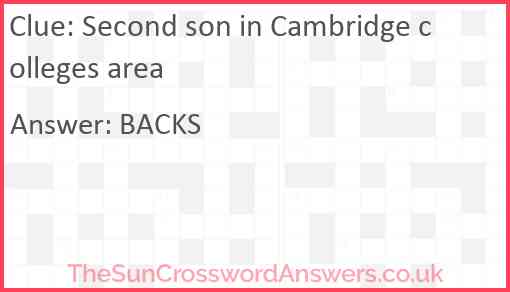 Second son in Cambridge colleges area Answer