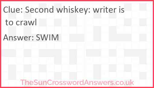 Second whiskey: writer is to crawl Answer