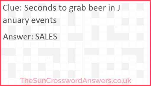 Seconds to grab beer in January events Answer