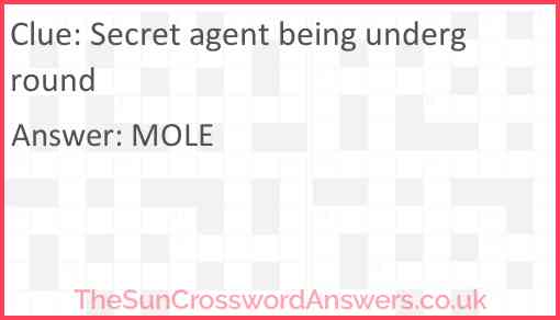 Secret agent being underground Answer