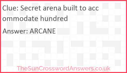 Secret arena built to accommodate hundred Answer