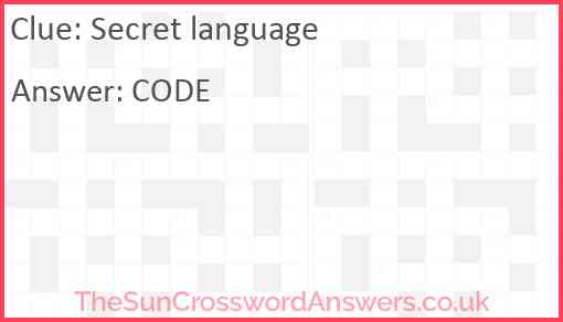 Secret language Answer