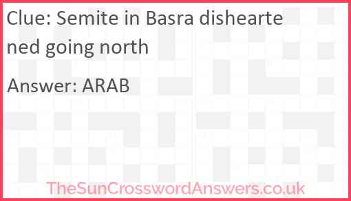 Semite in Basra disheartened going north Answer