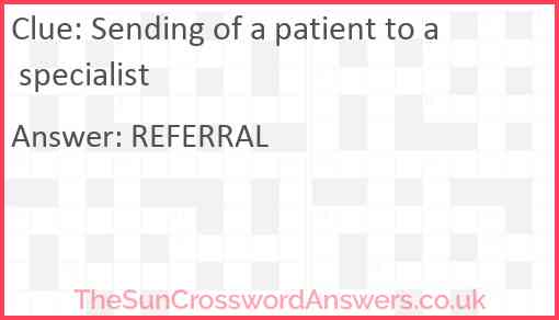 Sending of a patient to a specialist Answer