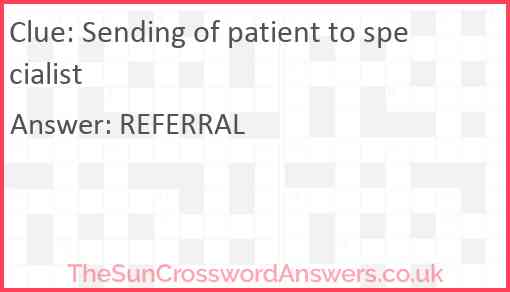 Sending of patient to specialist Answer