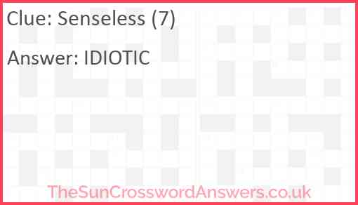 Senseless (7) Answer