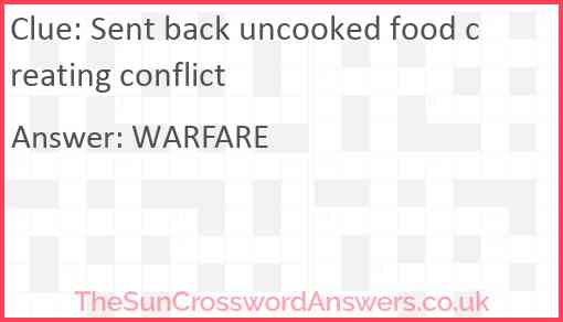 Sent back uncooked food creating conflict Answer