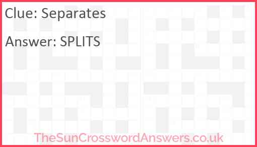 Separates crossword clue TheSunCrosswordAnswers co uk