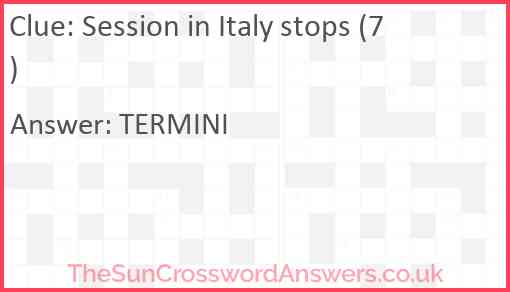 Session in Italy stops (7) Answer