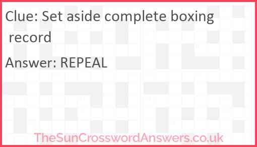 Set aside complete boxing record Answer