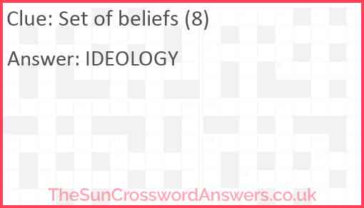 Set of beliefs (8) Answer