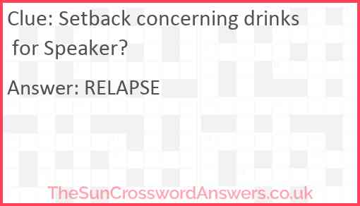 Setback concerning drinks for Speaker? Answer