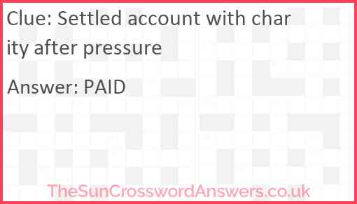 Settled account with charity after pressure Answer