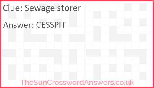 Sewage storer Answer