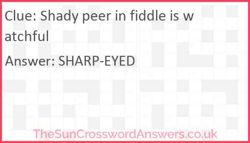 Shady peer in fiddle is watchful Answer