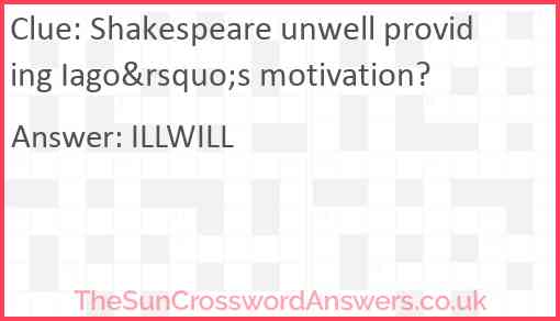 Shakespeare unwell providing Iago&rsquo;s motivation? Answer