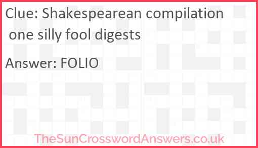 Shakespearean compilation one silly fool digests Answer