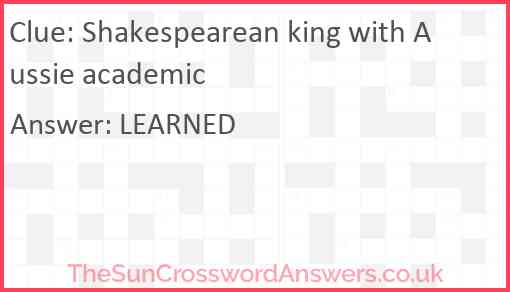 Shakespearean king with Aussie academic Answer
