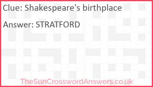 Shakespeare's birthplace Answer