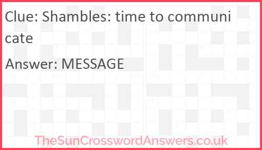 Shambles? Time to communicate! Answer