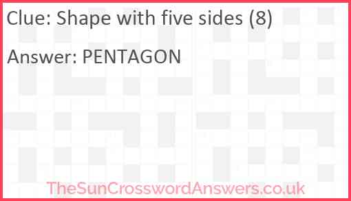 Shape with five sides (8) Answer