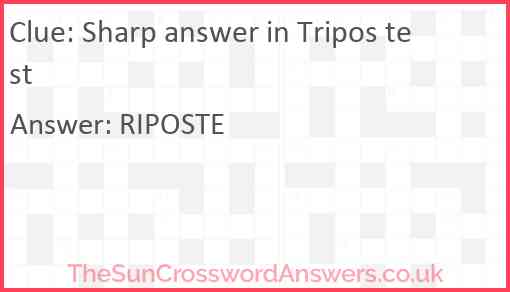 Sharp answer in Tripos test Answer