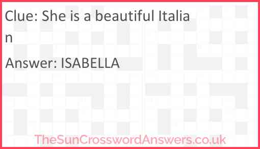 She is a beautiful Italian Answer
