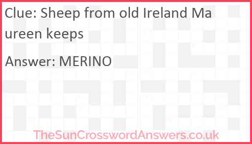 Sheep from old Ireland Maureen keeps Answer