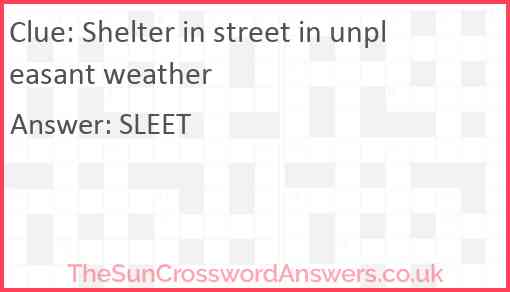 Shelter in street in unpleasant weather Answer