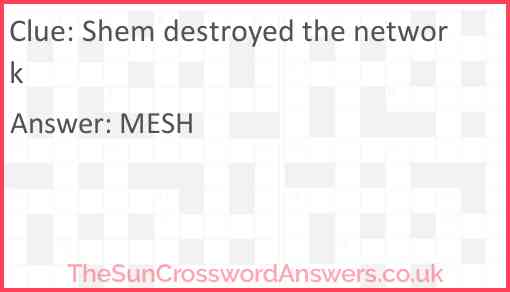 Shem destroyed the network Answer