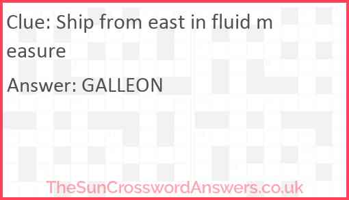 Ship from east in fluid measure Answer