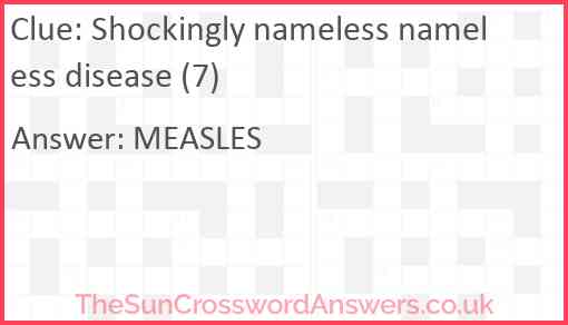 Shockingly nameless nameless disease (7) Answer