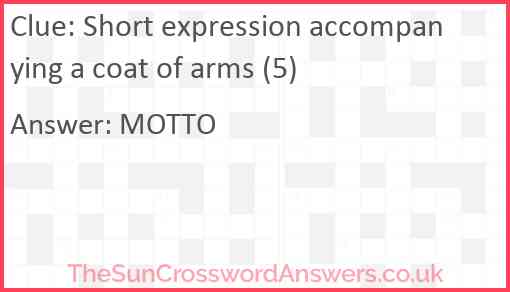 Short expression accompanying a coat of arms (5) Answer