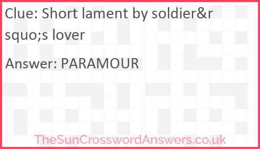 Short lament by soldier&rsquo;s lover Answer