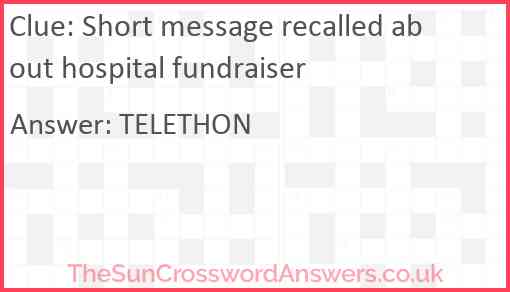 Short message recalled about hospital fundraiser Answer