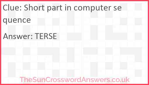 Short part in computer sequence Answer