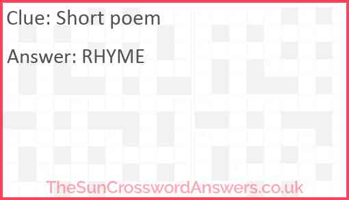 Short poem Answer