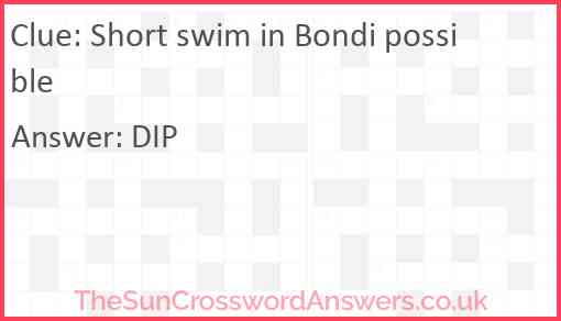 Short swim in Bondi possible Answer