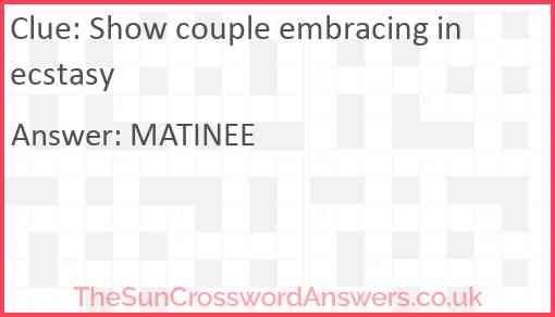 Show couple embracing in ecstasy Answer