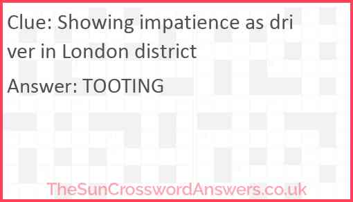 Showing impatience as driver in London district Answer
