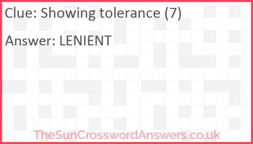 Showing tolerance (7) Answer