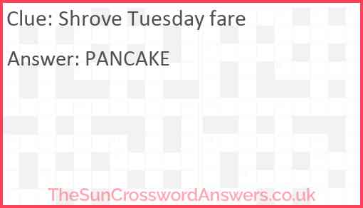 Shrove Tuesday fare Answer