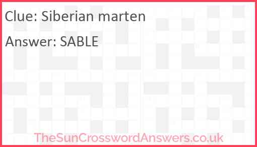 Siberian marten Answer