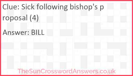 Sick following bishop's proposal (4) Answer