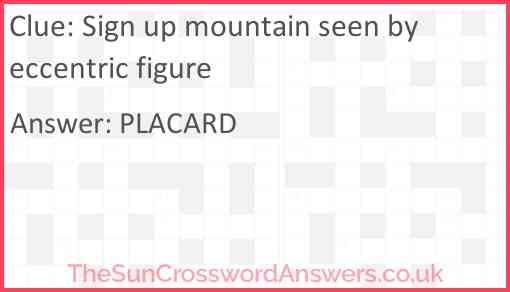 Sign up mountain seen by eccentric figure Answer