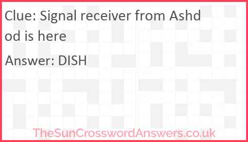 Signal receiver from Ashdod is here Answer