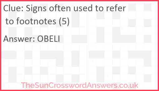 Signs often used to refer to footnotes (5) Answer