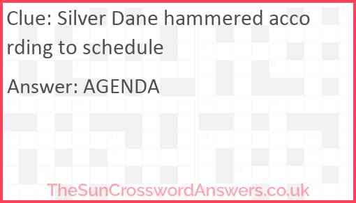 Silver Dane hammered according to schedule Answer