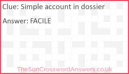 Simple account in dossier Answer